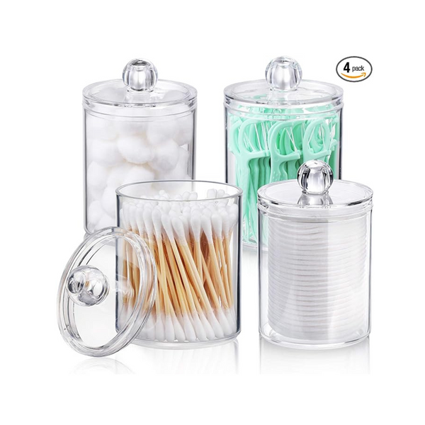 4 PACK Clear Plastic Apothecary Jar Set