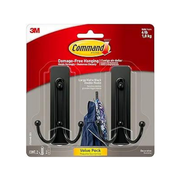 2-Pack Command Large Wall Hooks w/ Adhesive Strips
