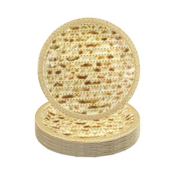 Matzah Print Disposable Plates, 50 Count
