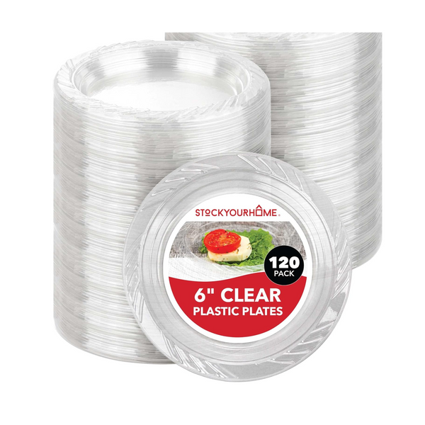 Clear Plastic Plates, 120 Pack (3 Sizes)