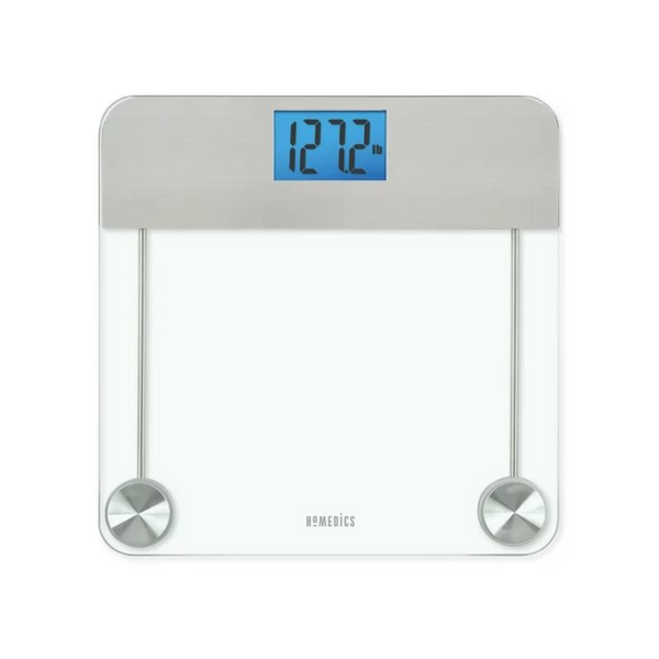 HoMedics Stainless Steel Clear Glass Digital Bathroom Scale
