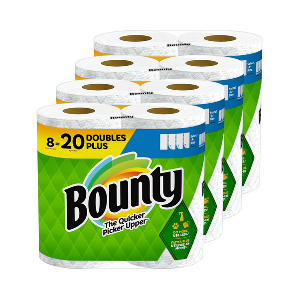 8 Double Plus Rolls [=20 Reg Rolls] of Bounty Paper Towels