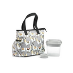 Fit + Fresh Women's Fashion Zipper Top Lunch Bag with Salad Container