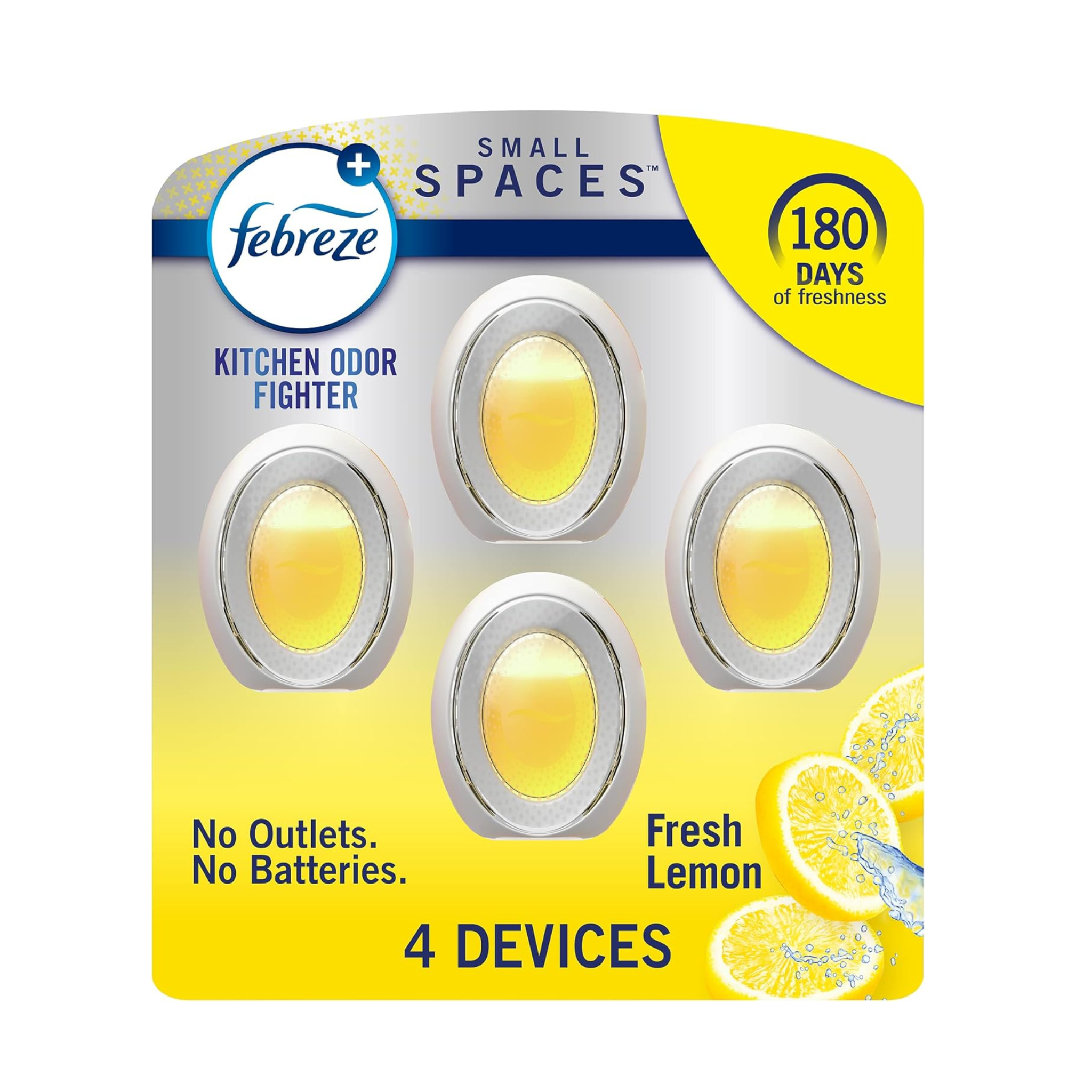 Set Of 4 Febreze Small Spaces Lemon Or Linen Sky Scent Air Freshener Devices