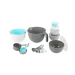 Prepara Mixing Bowl Set, 23 Pieces with Lids, Measuring Cups and Spoons