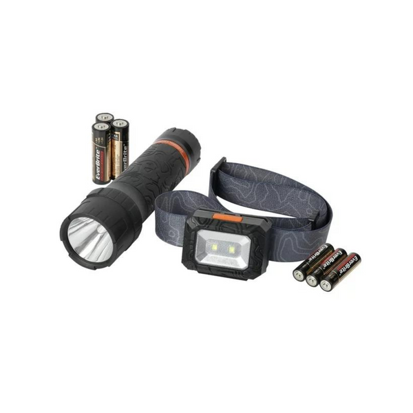 2-Pack Ozark Trail Combo: Headlamp (300 Lumens) & Flashlight (500 Lumens)