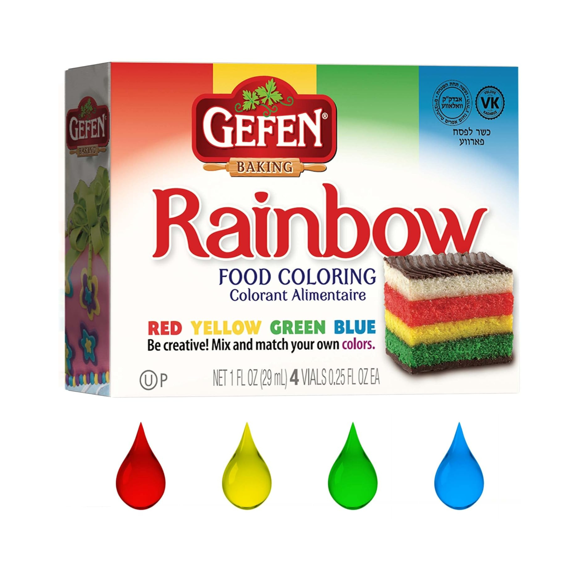 Gefen Rainbow Food Coloring, OU Passover