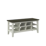 40" Twin Star Home Two-Tone Storage Bench with Planked Top in Old Wood White