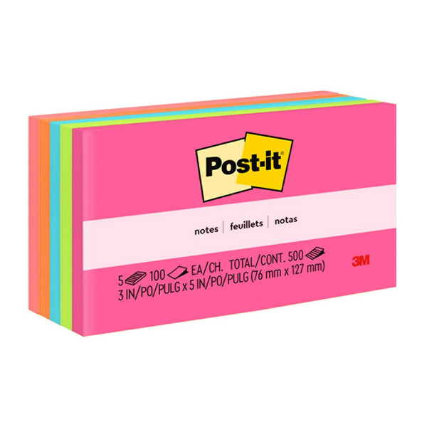 5-Pack 100-Sheet 3" x 5" Post-it Notes (Poptimistic Collection)