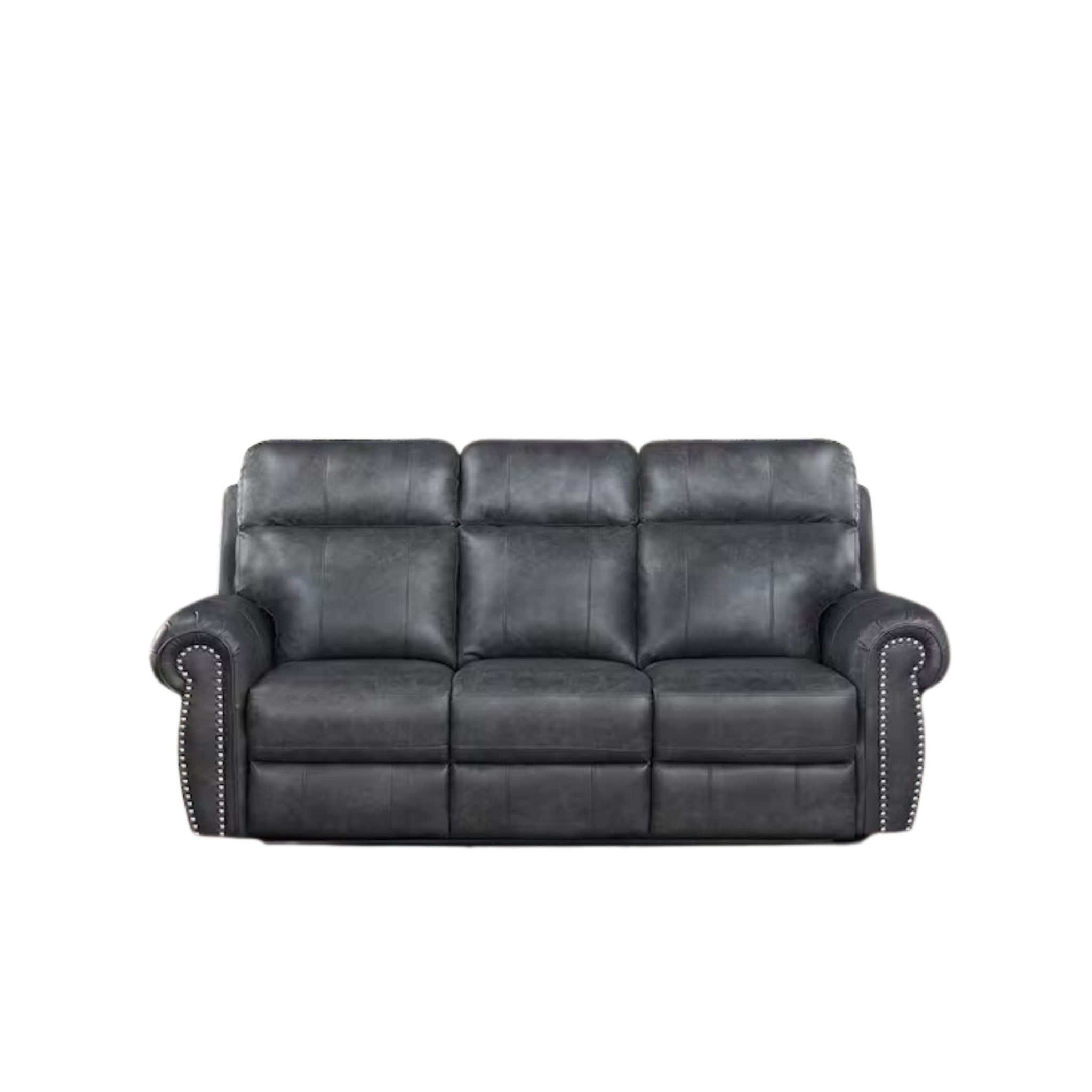 Rolled Arm Faux Leather Rectangle Manual Double Reclining Sofa (2 Colors)