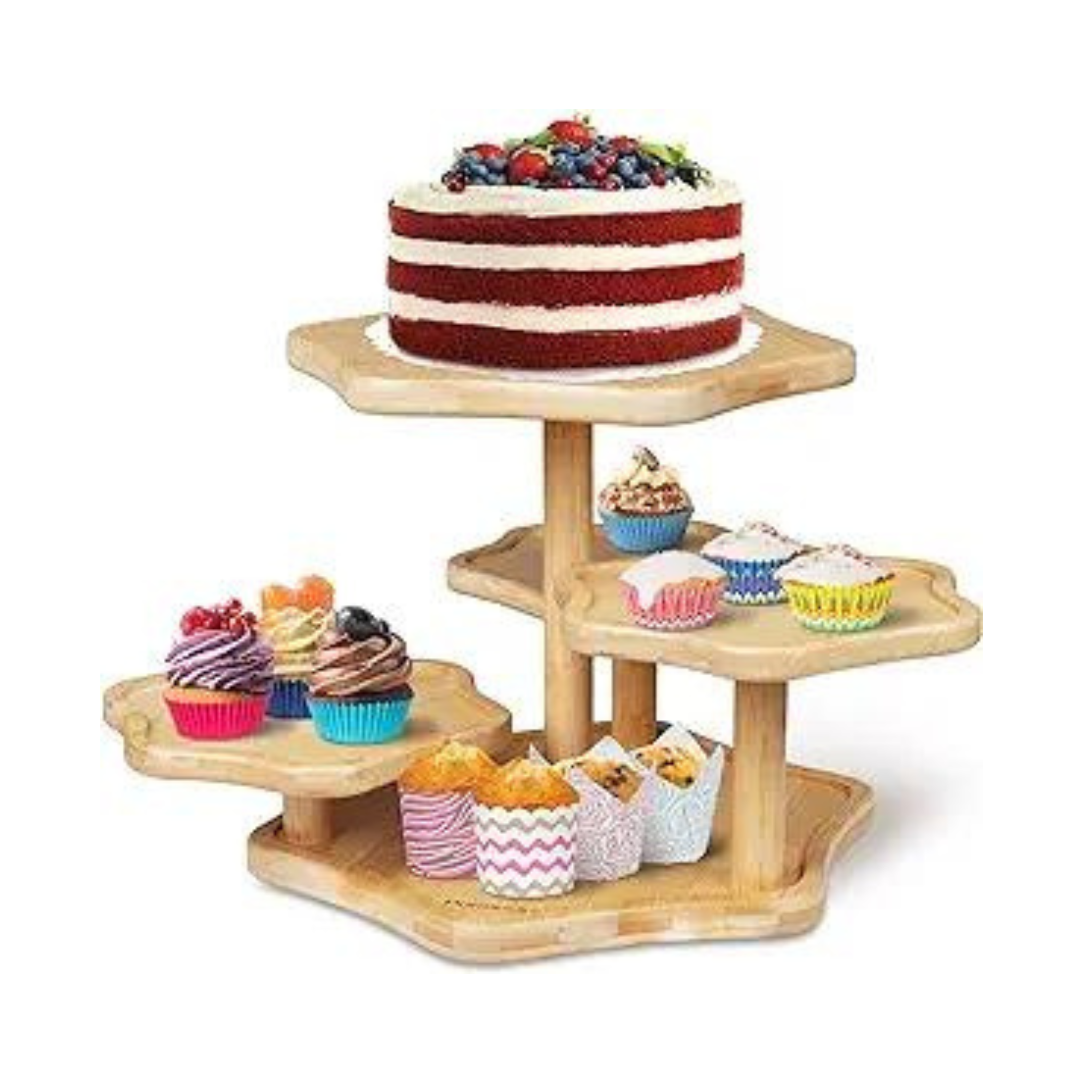 5-Tier Bamboo Cupcake Tower Stand