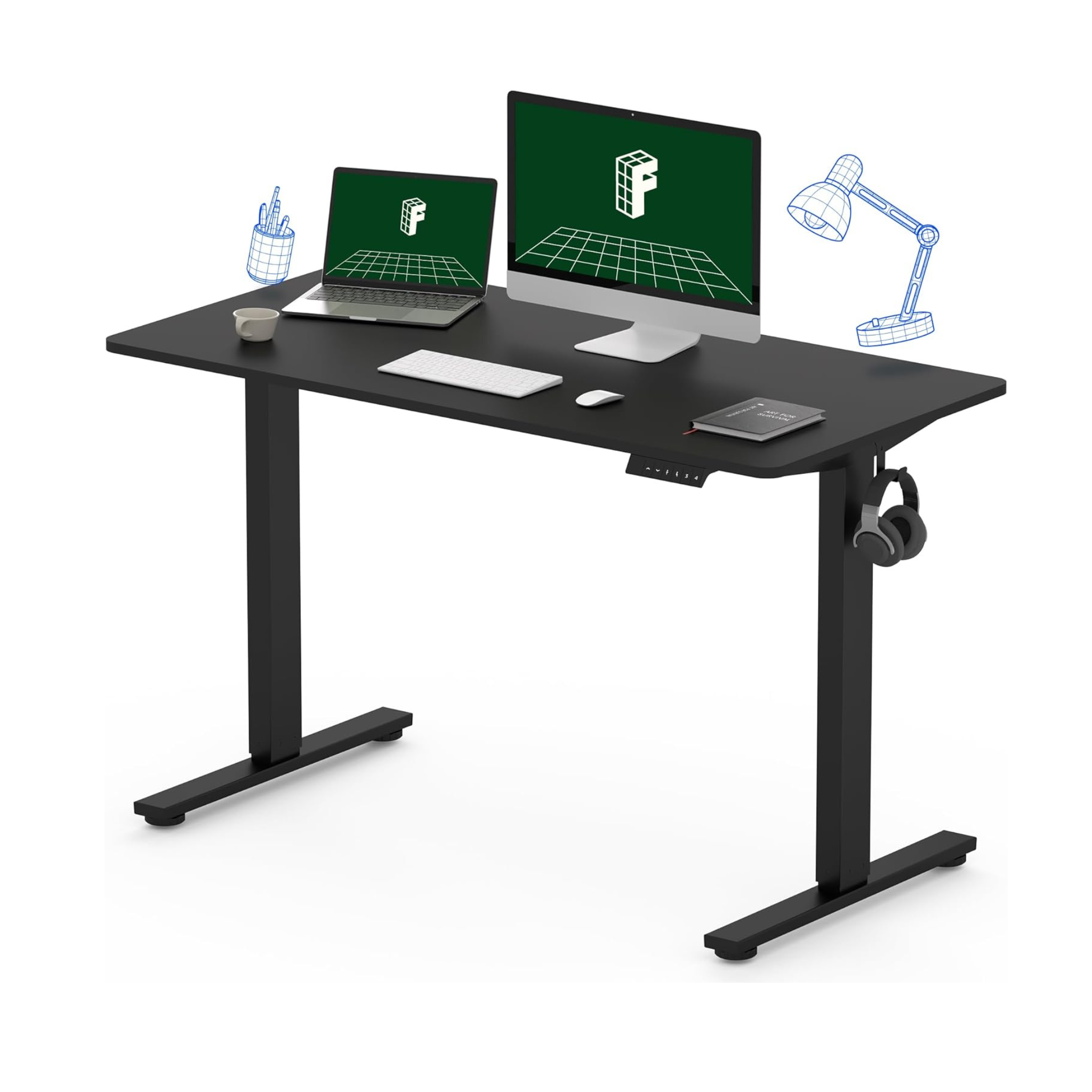 FlexiSpot 48"x24" Electric Height Adjustable Standing Office Desk (Black)