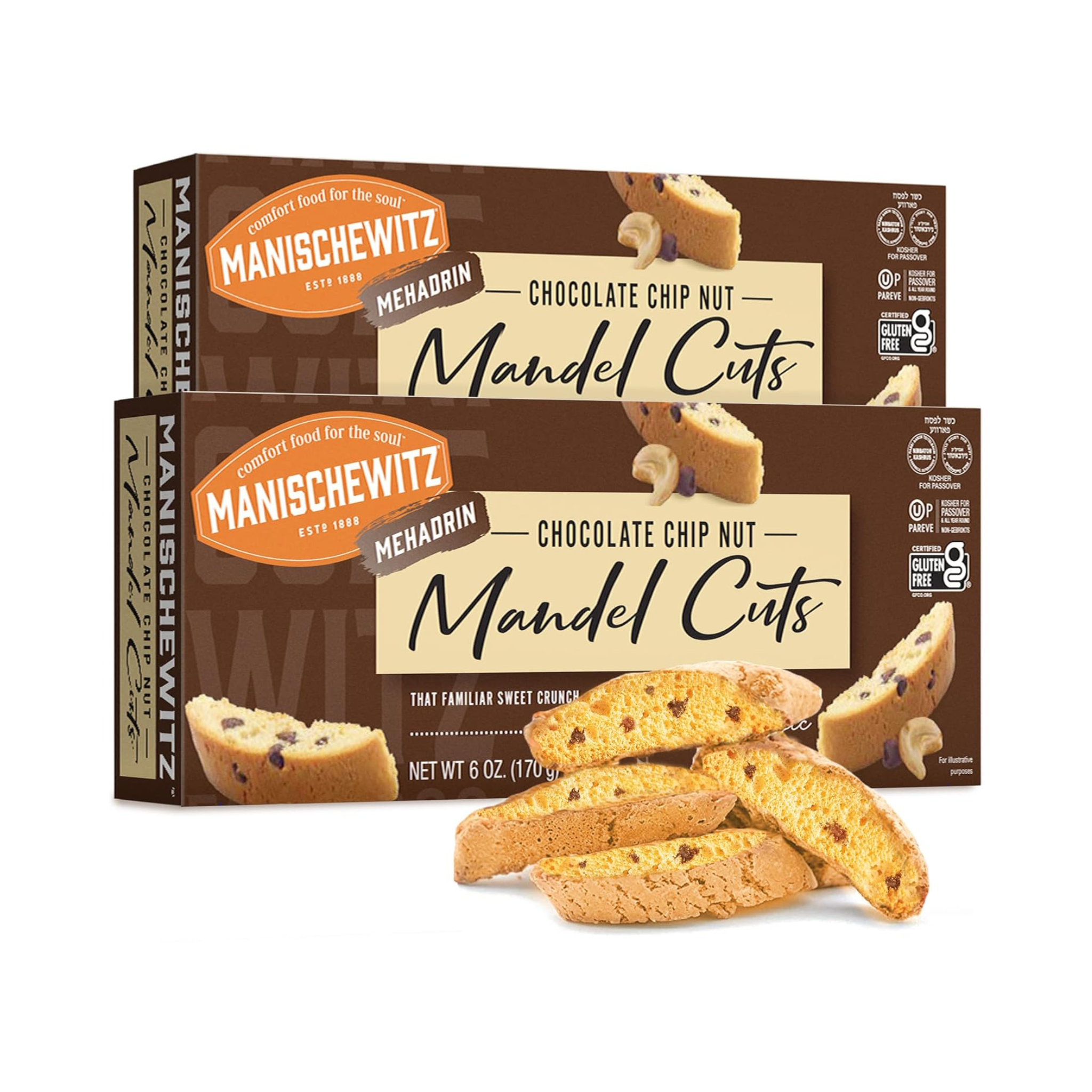 Manischewitz Chocolate Chip Nut Mangel Cuts, OU Passover, 2 Pack