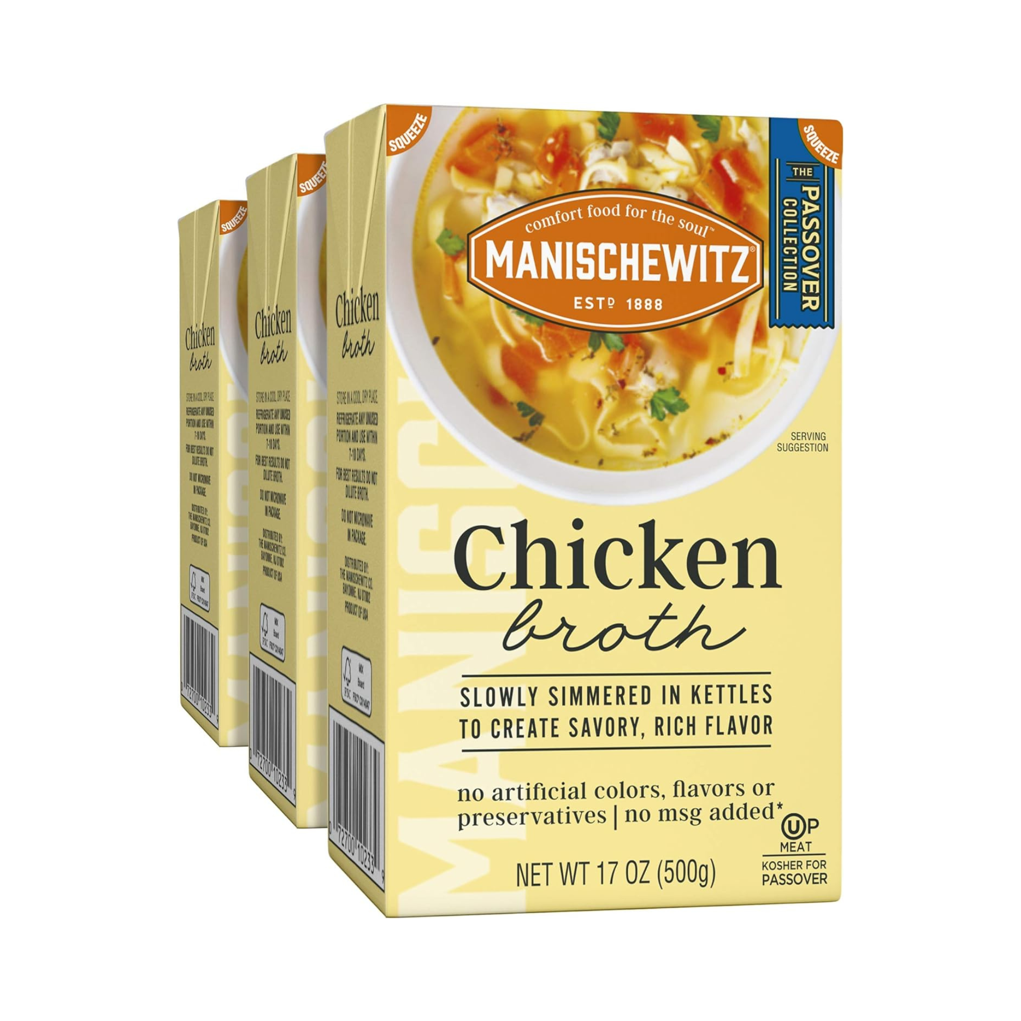 Manischewitz Chicken Broth, OU Passover, 3 Pack