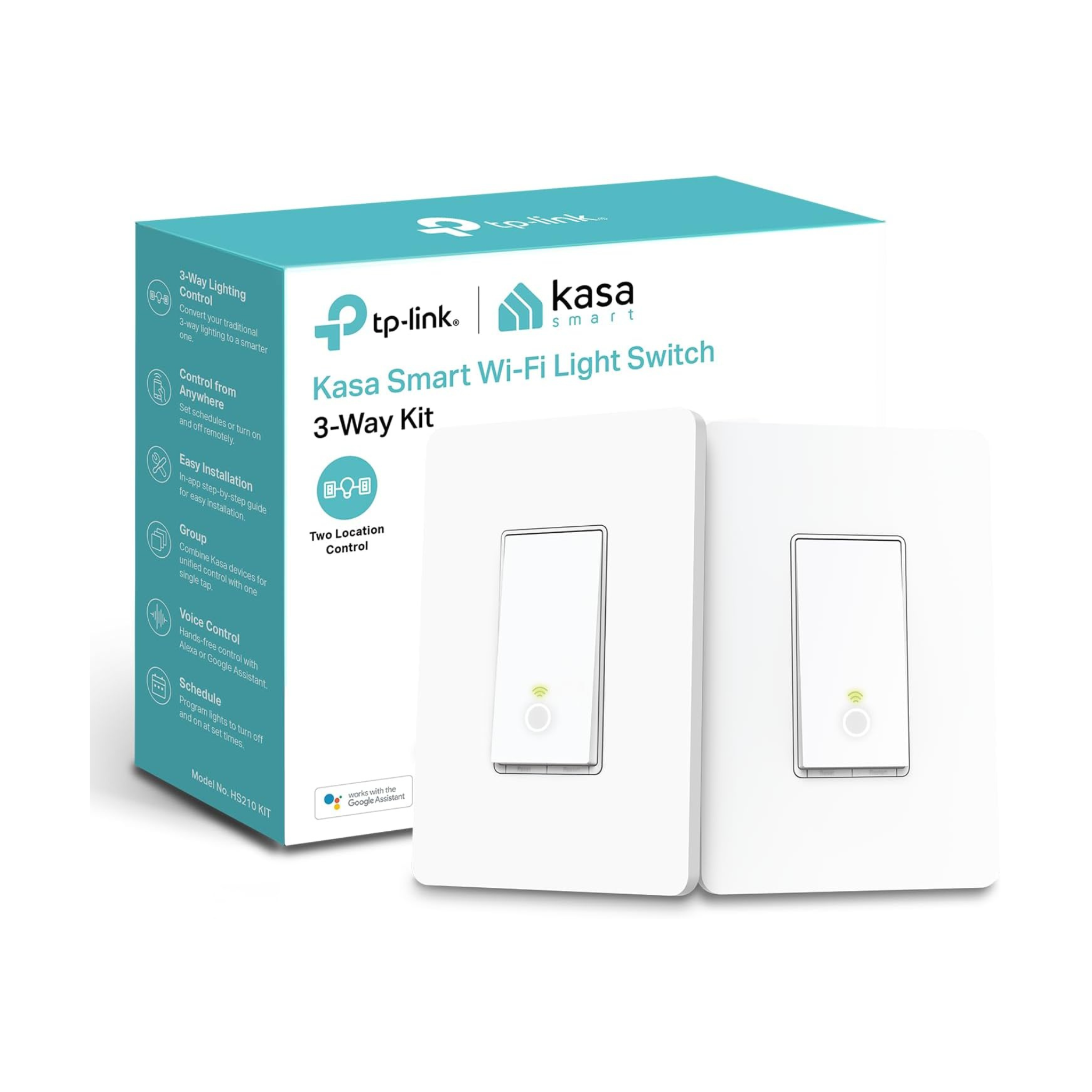 2-Pack TP-Link Kasa HS210 Smart Wi-Fi Light Switch 3-Way Kit
