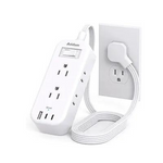 Addtam 6-Outlet Flat Plug Travel Power Strip w/ 3 USB Ports & 5' Cord