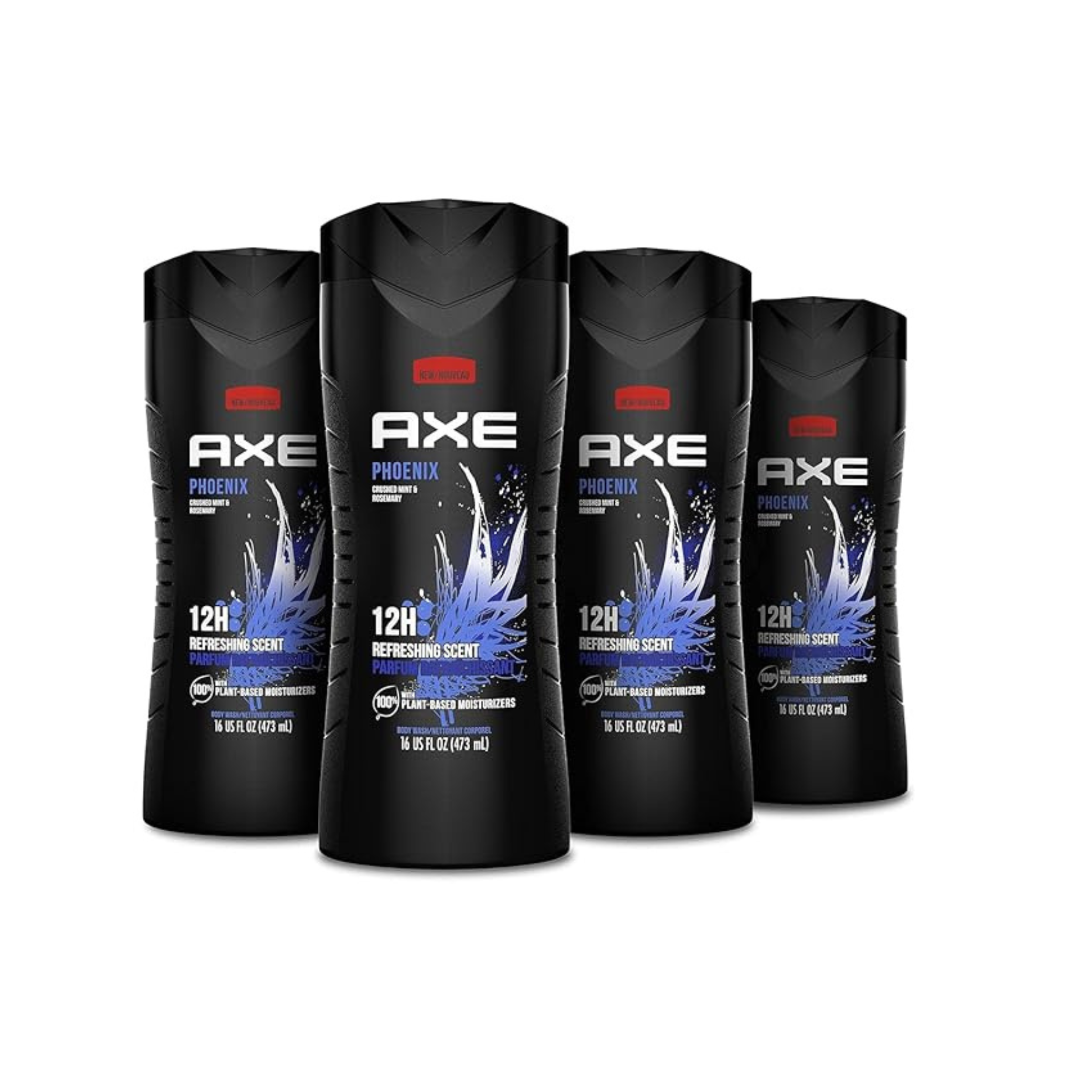 4 Bottles Of Men’s AXE Phoenix Mint & Rosemary Body Wash