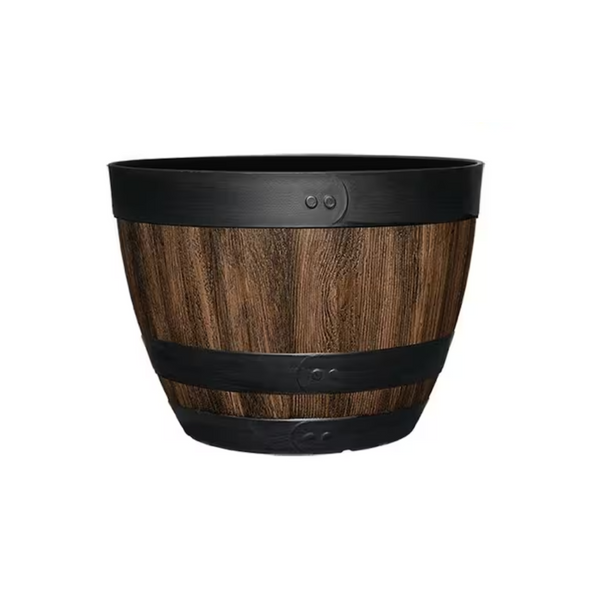 2-Count 20" Vigaro Resin Wine Barrel Planter (Walnut Brown)