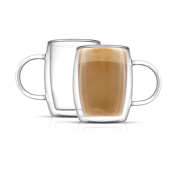 2-Pack JoyJolt Aroma 13.5oz Double Wall Insulated Glass Cups