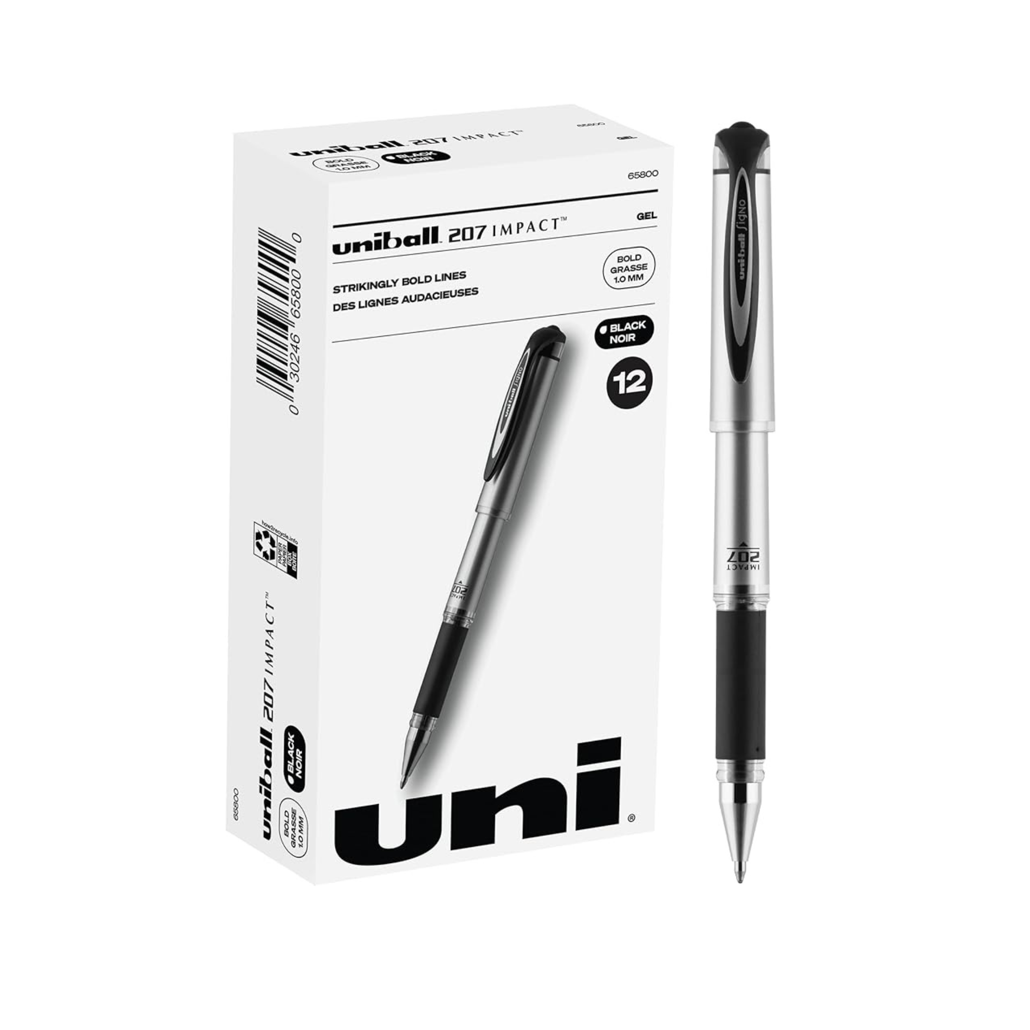 12-Pack Uniball Signo 207 Impact Stick Gel Pen (1.0mm Black)