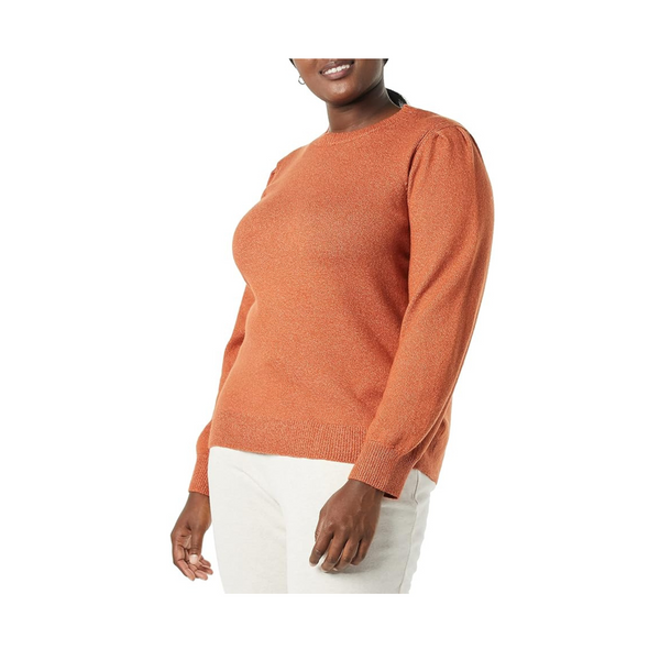 Amazon Essentials Women's Soft Touch Pleated Shoulder Crewneck Sweater