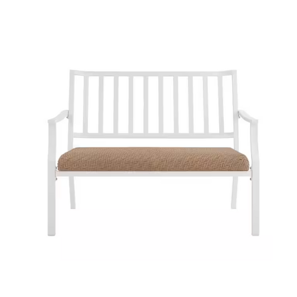 2-Person White Steel Outdoor Bench