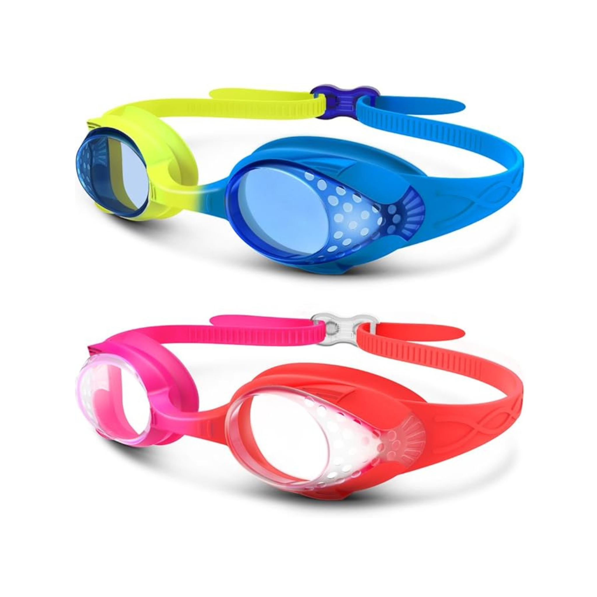 OutdoorMaster Kids Swim Goggles 2 Pack (choose from 6 color combos)