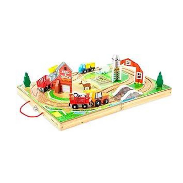 Melissa & Doug 17-Piece Wooden Take-Along Tabletop Farm