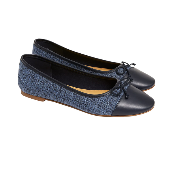 J. Crew Factory Tweed Ballet Flats (Navy or Natural)