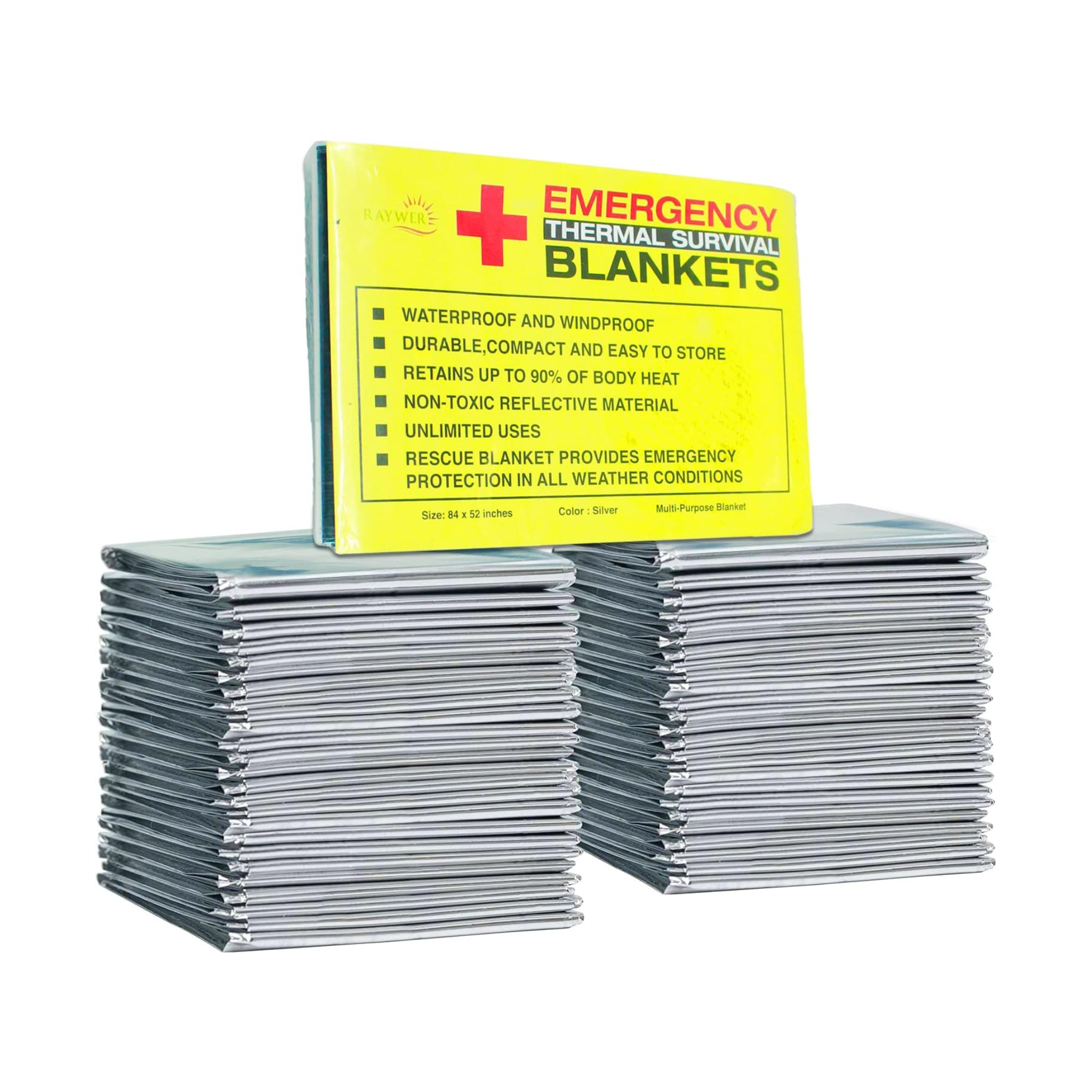 4-Pack Raywer Emergency Thermal Survival Blankets