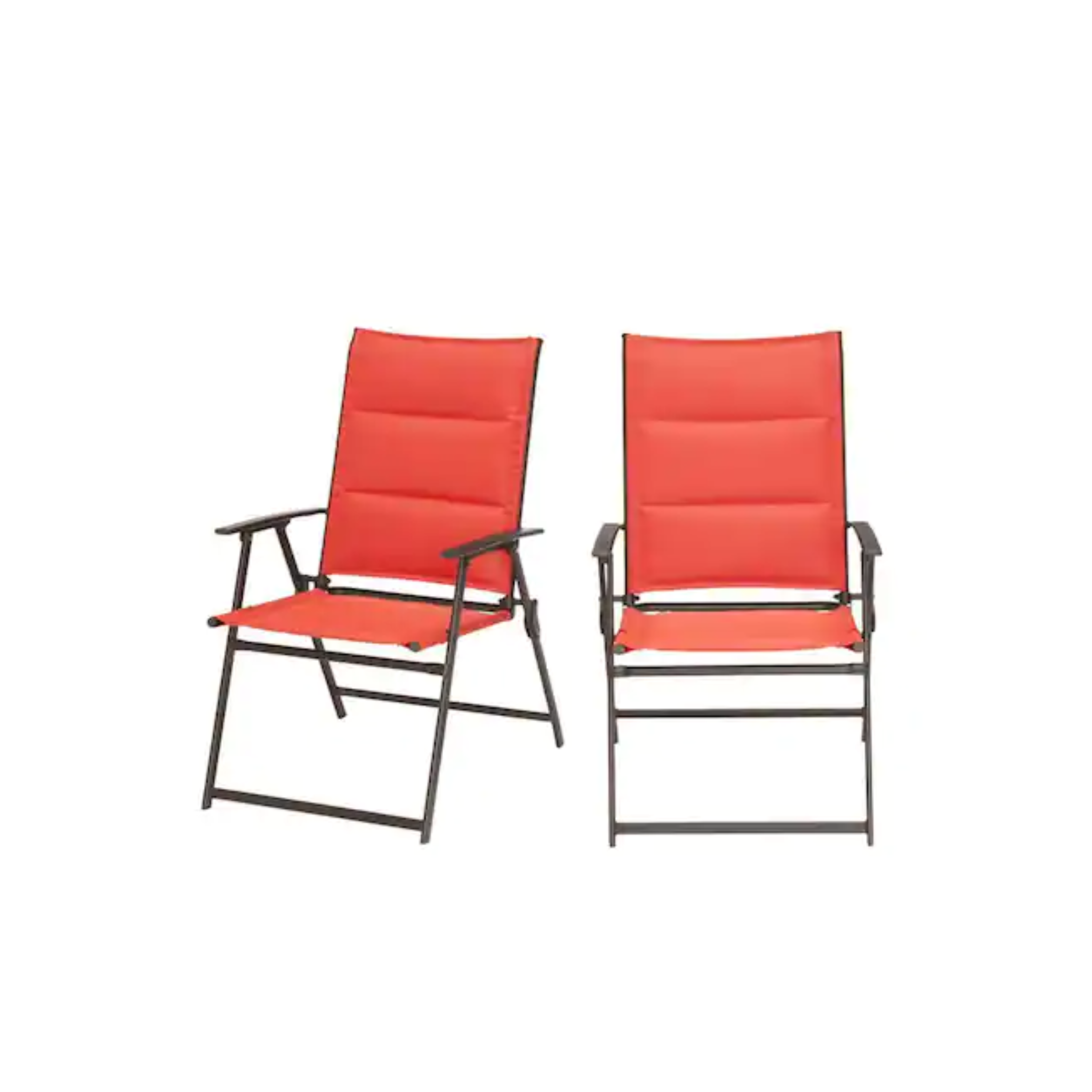 Set of 2 StyleWell Steel Padded Sling Folding Outdoor Patio Dining Chairs