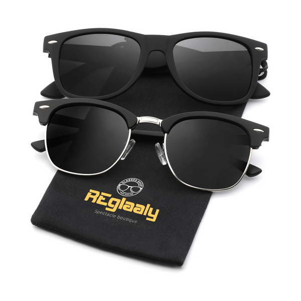 2-Pairs Reglaaly Unisex Polarized Sunglasses with UV Blocking Frame