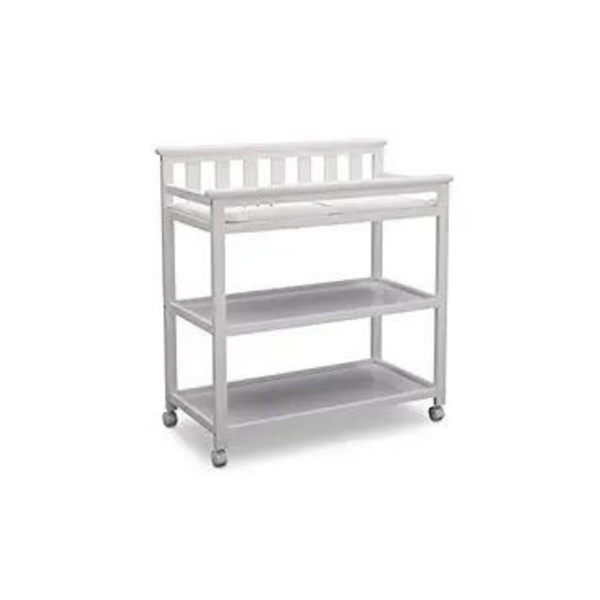 Delta Children Flat Top Changing Table with Wheels and Changing Pad