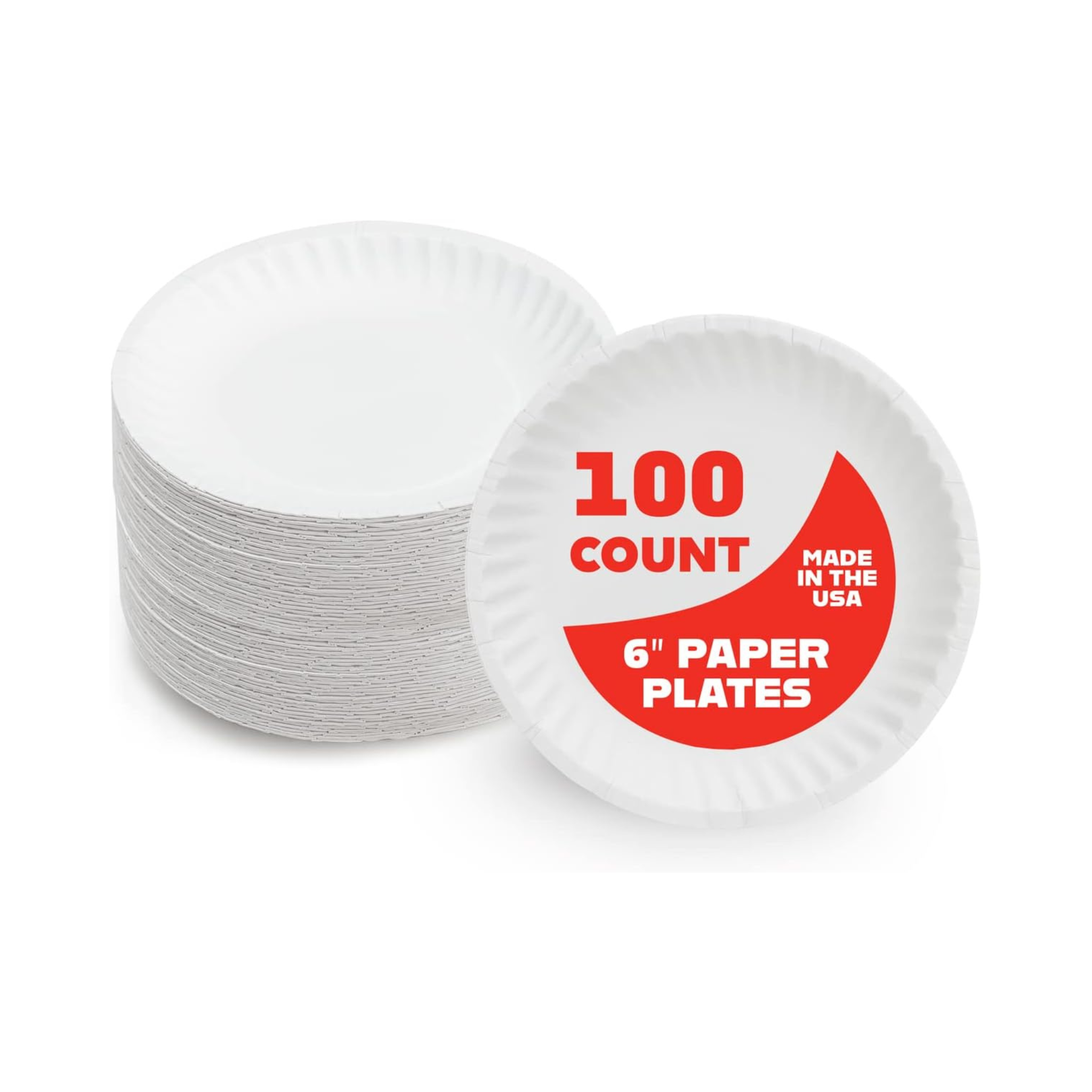 100-Count Hygloss Products 6" Uncoated Paper Plates