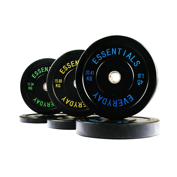 210-Lb BalanceFrom Olympic Bumper Plate Weight Plate Set with Steel Hub (Black)