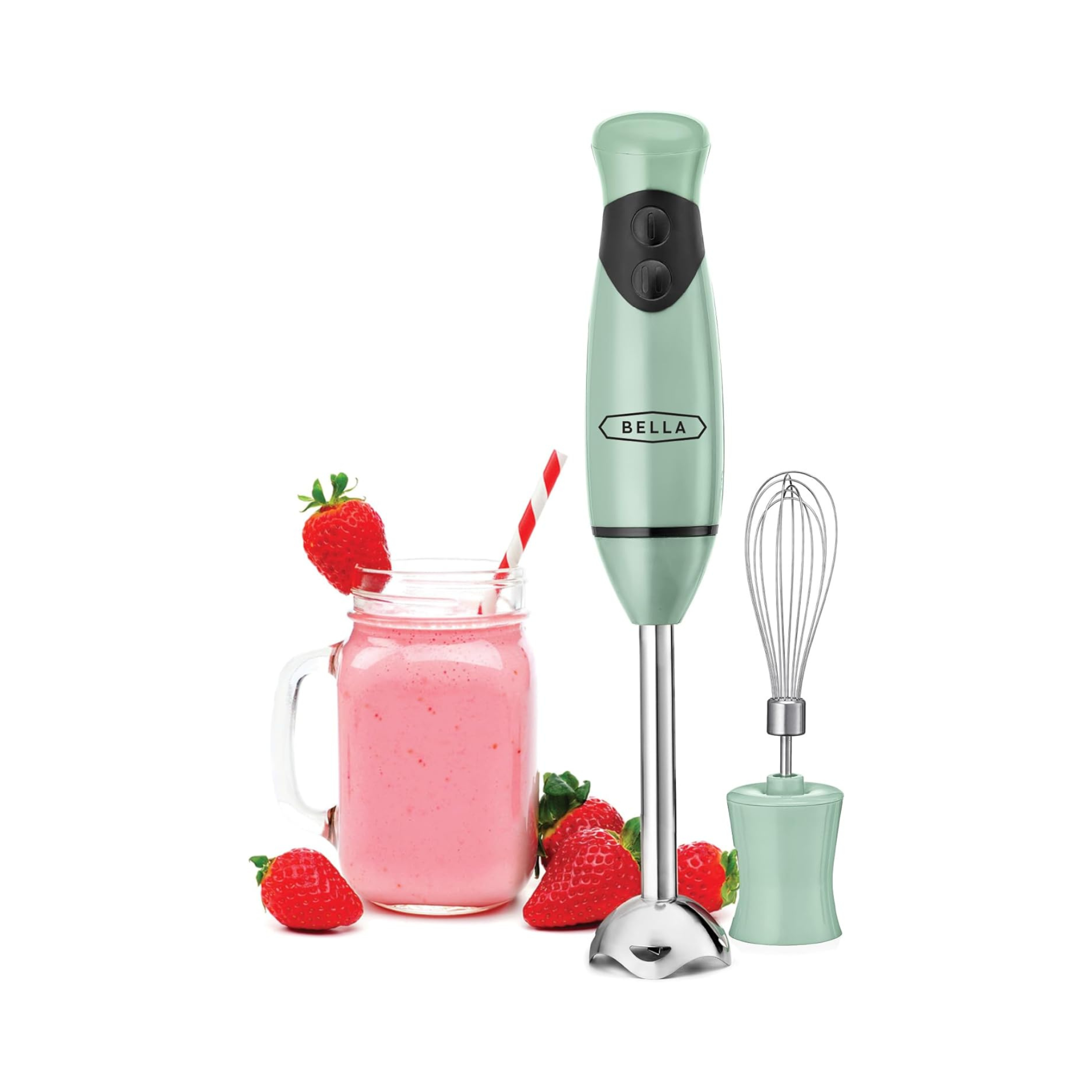 BELLA Immersion Blender, Portable Mixer and Emulsifier With Whisk Attachment