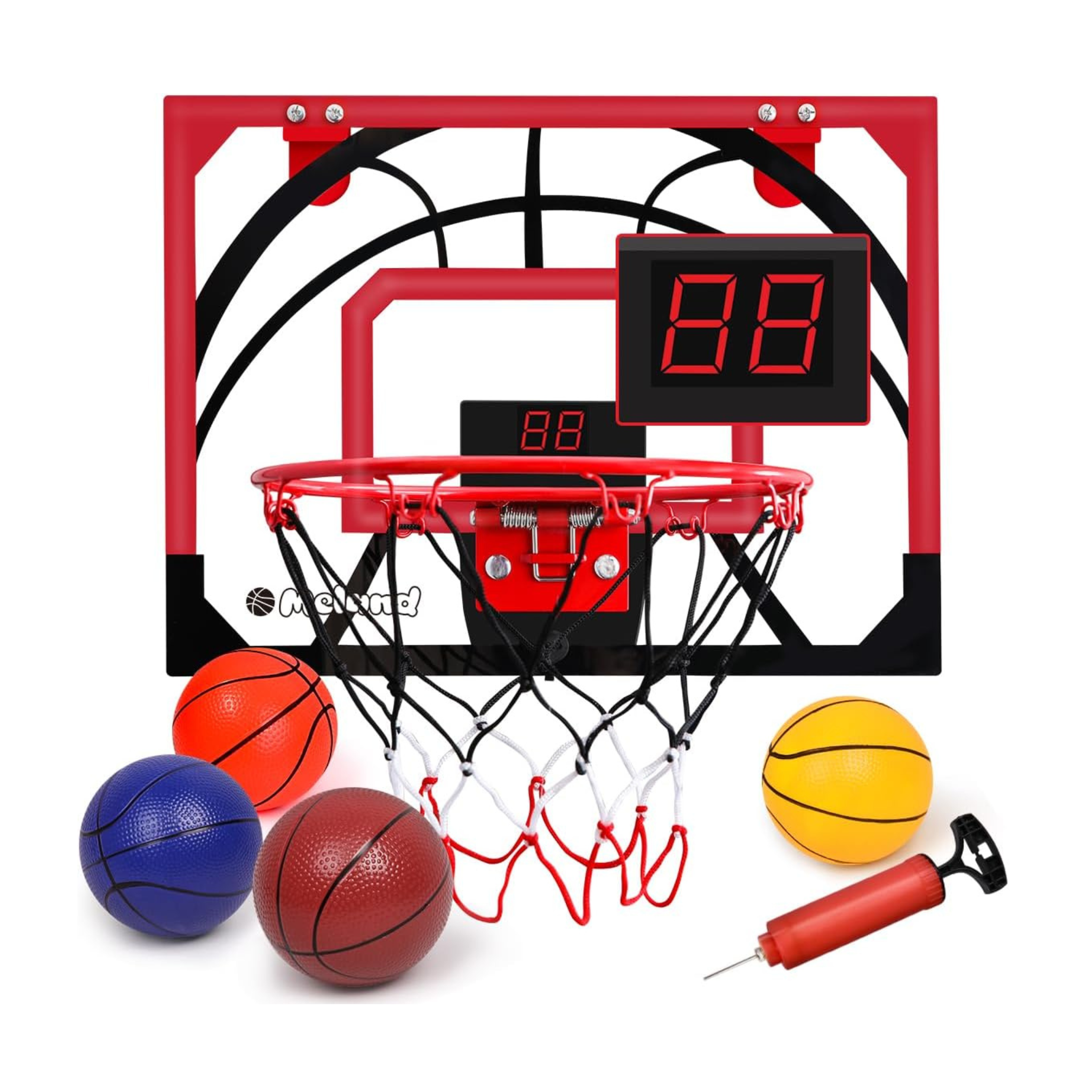 Meland Mini Basketball Hoop with 4 Balls and Air Pump