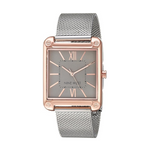 Nine West Women's Rose Gold Tone and Silver Tone Mesh Bracelet Watch