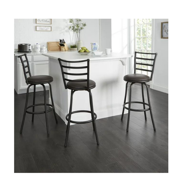 Mainstays 3 Pack Adjustable Bronze Ladder Back Swivel Barstool