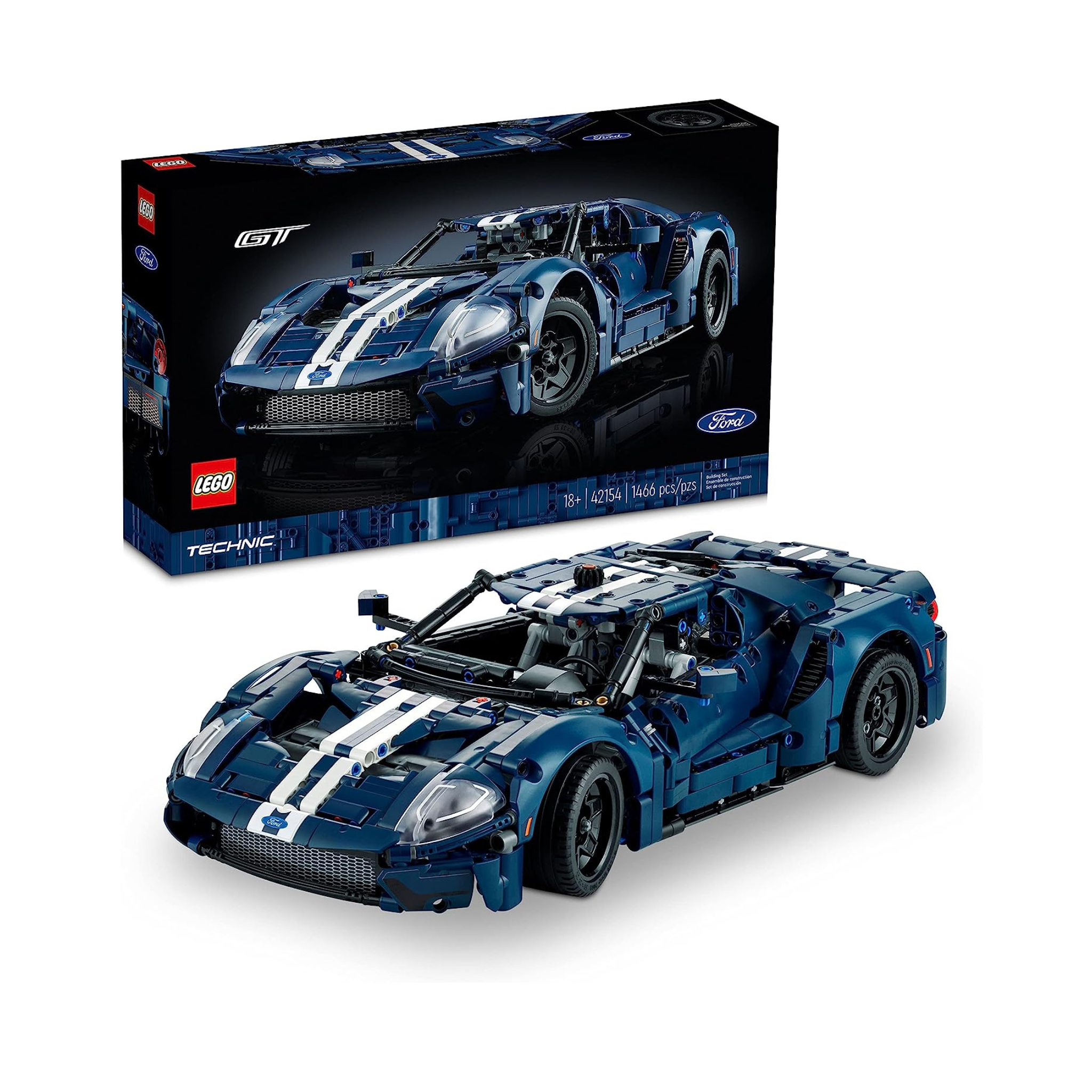 1466-Piece LEGO Technic 2022 Ford GT Car Building Kit