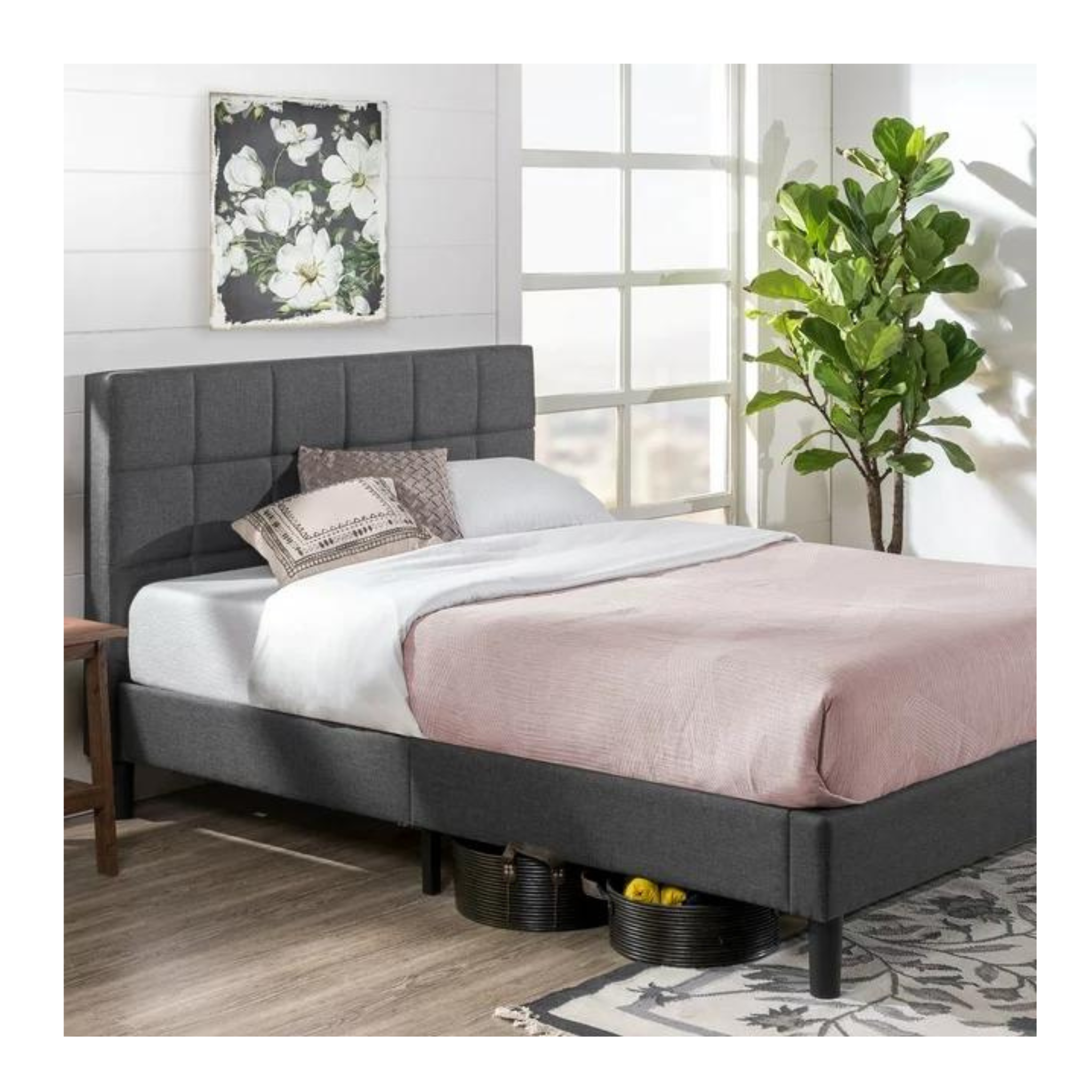 Zinus Lottie Upholstered Platform Bed Frame (Queen)