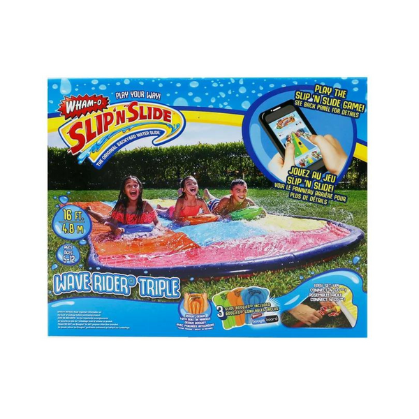 Wham-O Hydroplane 16 Foot Lawn Kid's Triple Lane Water Slide with Splash Zone