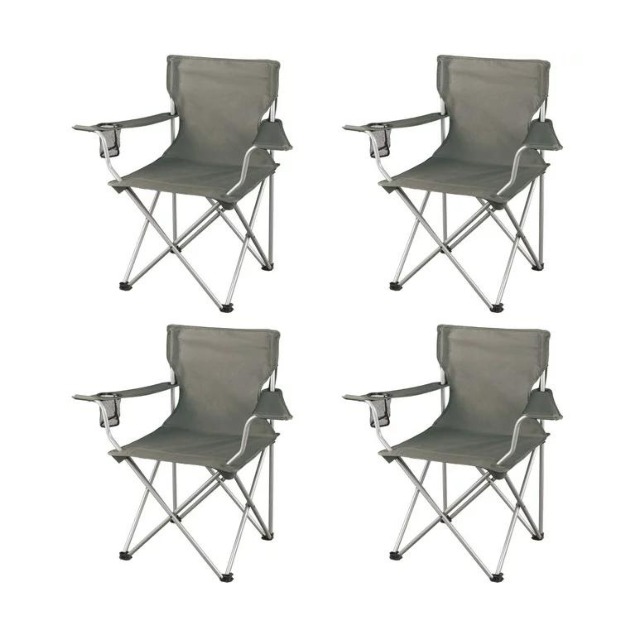 Set of 4 Ozark Trail Classic Folding Camp Chairs with Mesh Cup Holder