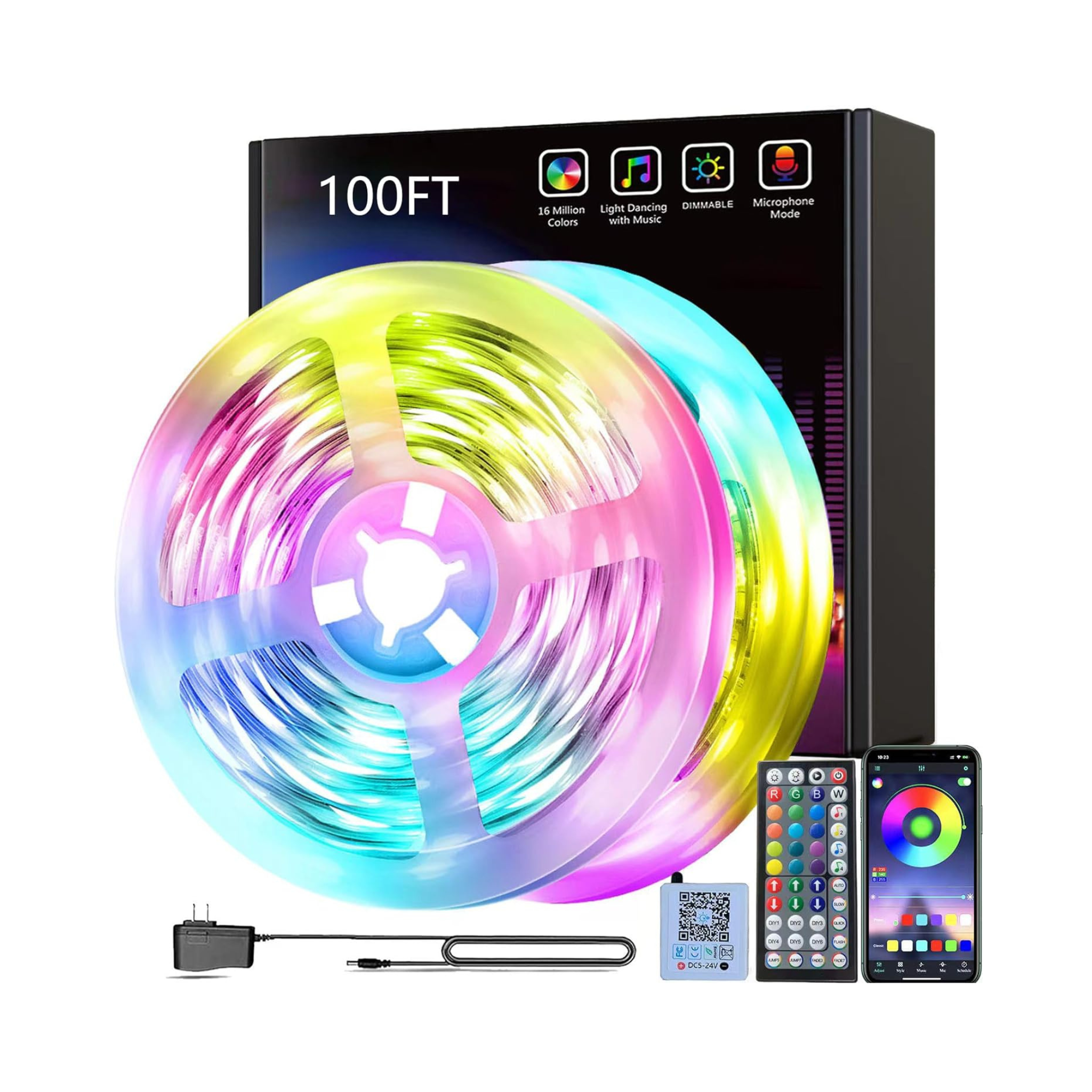 100ft Led Strip Lights with App Control and Music Sync