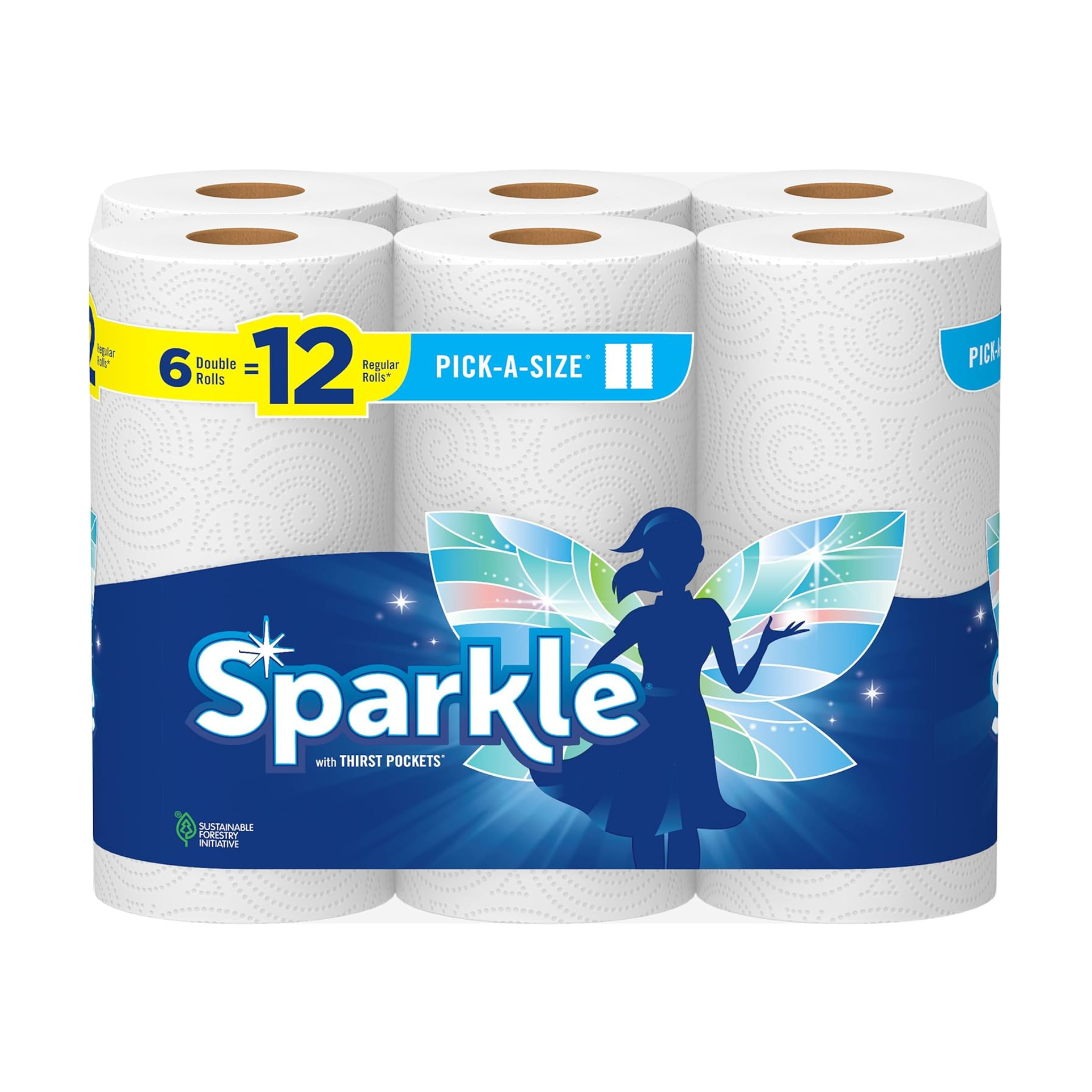 6-Pack Sparkle Double Rolls Pick-A-Size Paper Towels