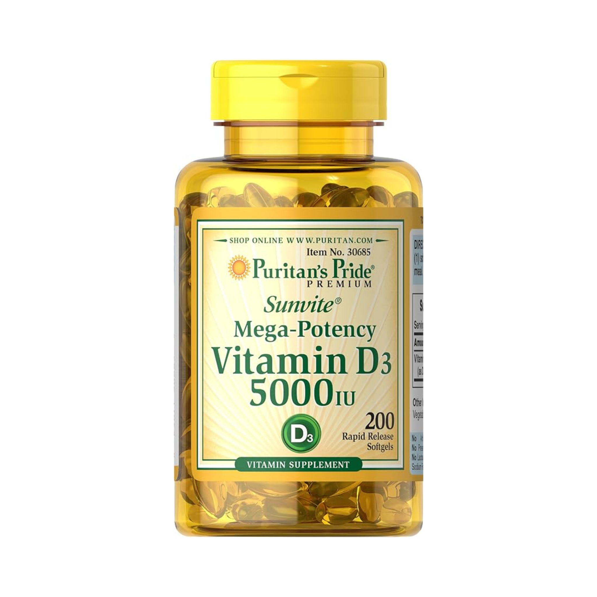 200-Count Puritan's Pride Vitamin D3 5000 IU Softgels Supplement