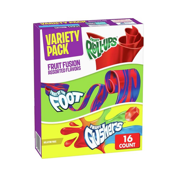 Fruit Roll-Ups, Fruit by the Foot & Gushers Variety Pack (16-Ct)