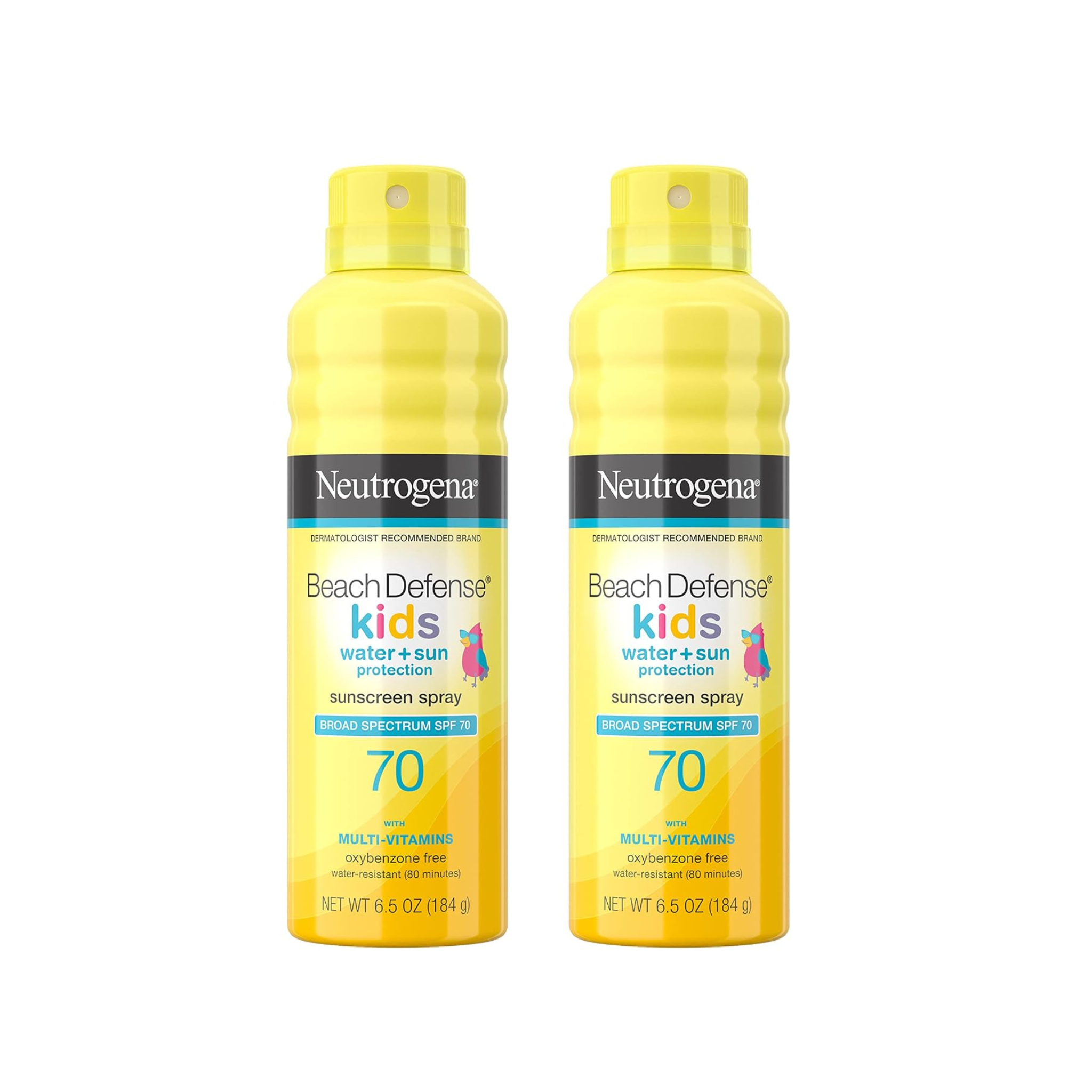 2 Bottles Of Neutrogena Beach Defense Kids SPF 70 Sunscreen Spray
