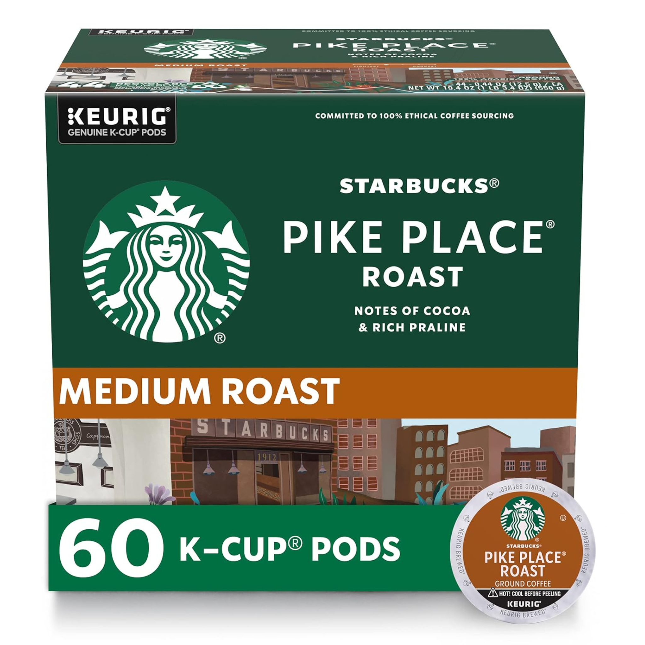 60-Ct Starbucks Pike Place Medium Roast K-Cup Coffee Pods