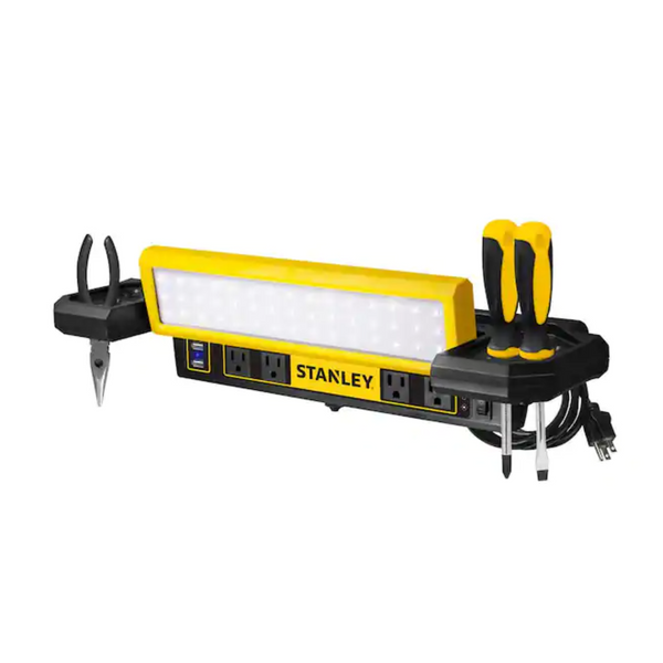 Stanley 1000-Lumens Portable Shop Light w/ AC Power Outlets & Dual USB Ports